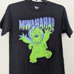 Disney Lilo and Stitch Halloween Stitch Mwahaha T Shirt Black Adult Size Small